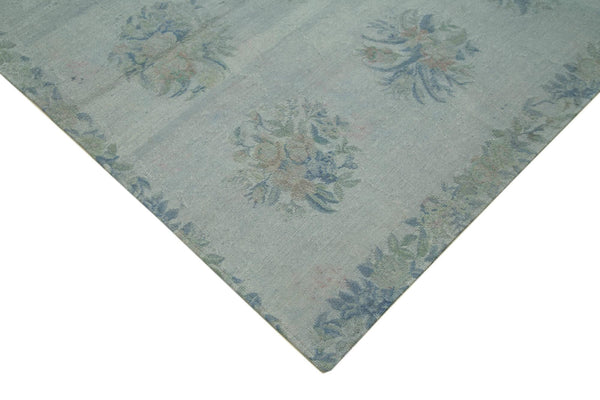 Needlepoint Gri Çiçekli Pamuk Yün El Dokuma Halısı 160x240 Agacan