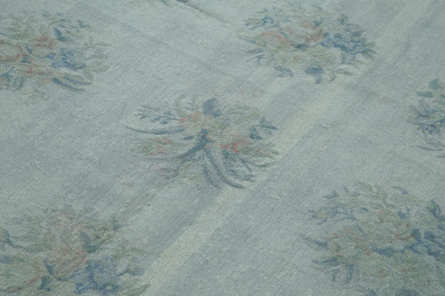 Needlepoint Gri Çiçekli Pamuk Yün El Dokuma Halısı 160x240 Agacan