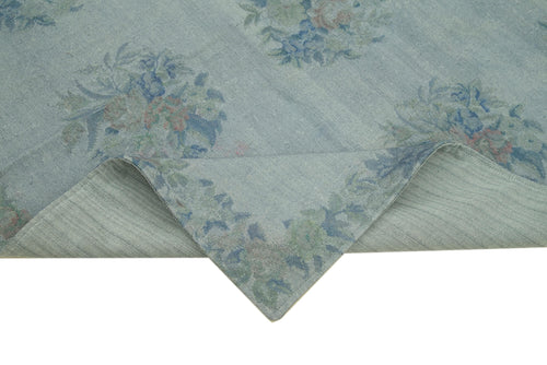 Needlepoint Gri Çiçekli Pamuk Yün El Dokuma Halısı 160x240 Agacan