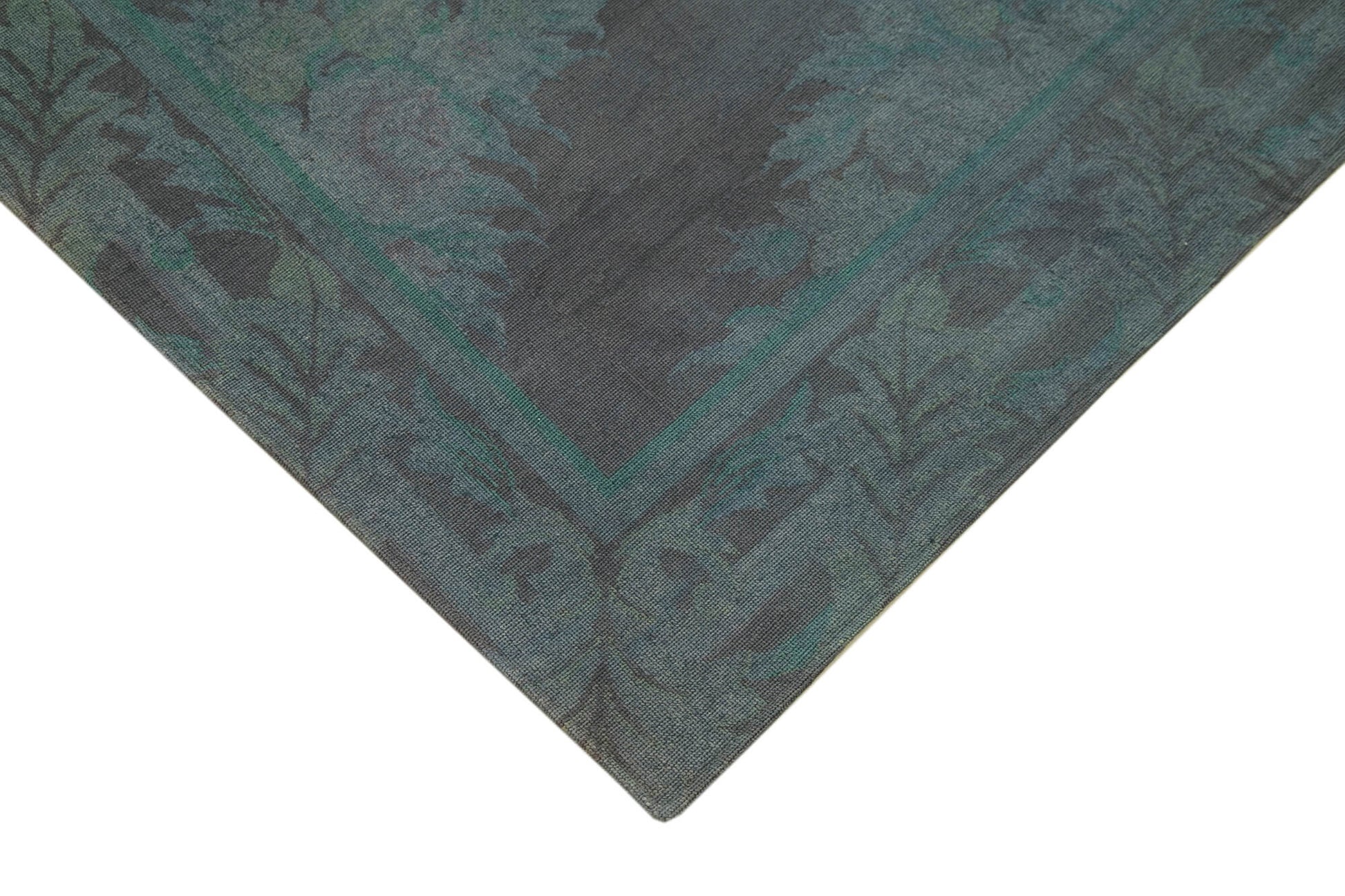 Needlepoint Gri Çiçekli Pamuk Yün El Dokuma Halısı 170x227 Agacan