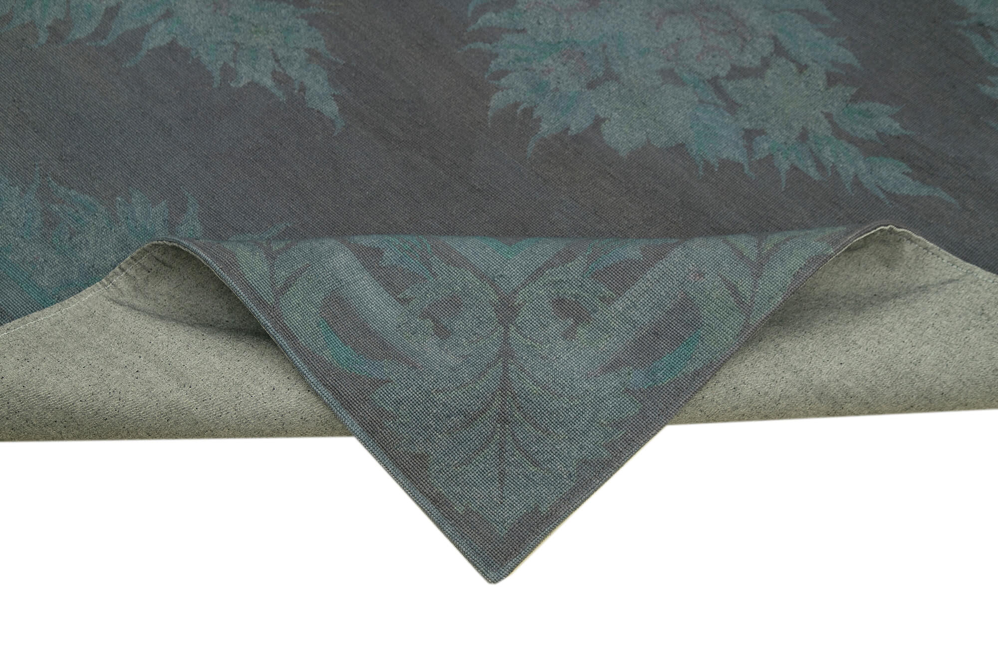 Needlepoint Gri Çiçekli Pamuk Yün El Dokuma Halısı 170x227 Agacan