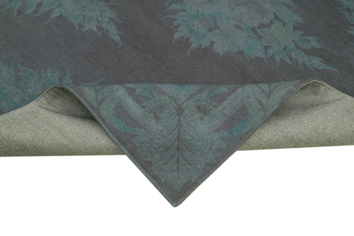 Needlepoint Gri Çiçekli Pamuk Yün El Dokuma Halısı 170x227 Agacan