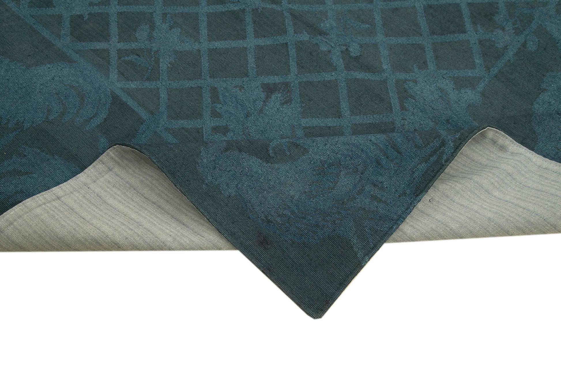 Needlepoint Gri Çiçekli Pamuk Yün El Dokuma Halısı 165x255 Agacan