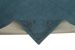 Needlepoint Mavi Çiçekli Pamuk Yün El Dokuma Halısı 215x249 Agacan