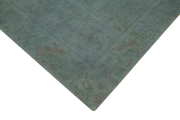 Needlepoint Gri Çiçekli Pamuk Yün El Dokuma Halısı 227x291 Agacan