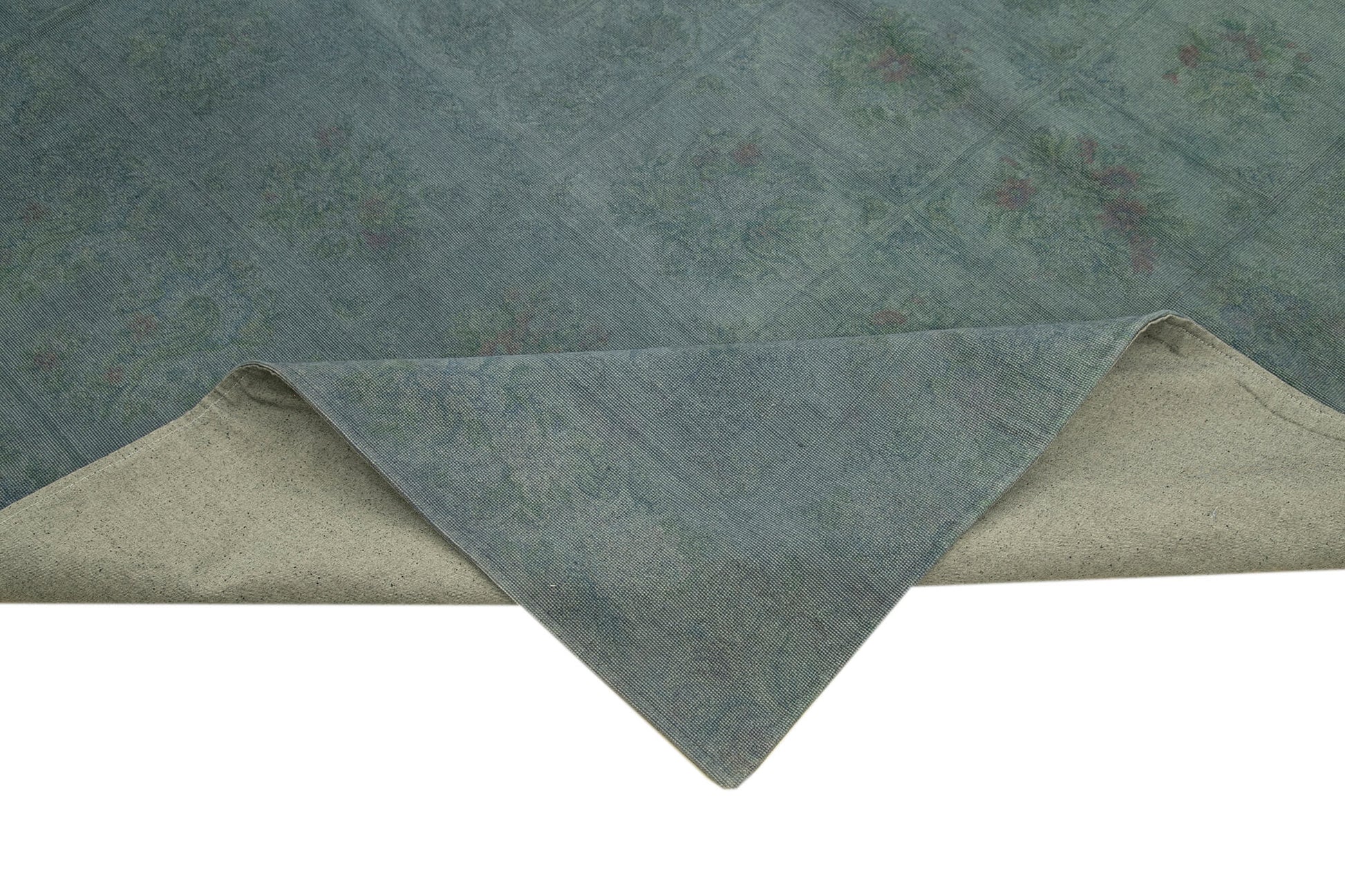 Needlepoint Gri Çiçekli Pamuk Yün El Dokuma Halısı 227x291 Agacan