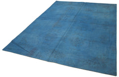 Needlepoint Mavi Çiçekli Pamuk Yün El Dokuma Halısı 193x267 Agacan