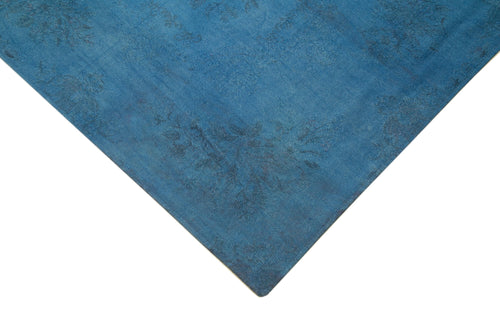 Needlepoint Mavi Çiçekli Pamuk Yün El Dokuma Halısı 193x267 Agacan