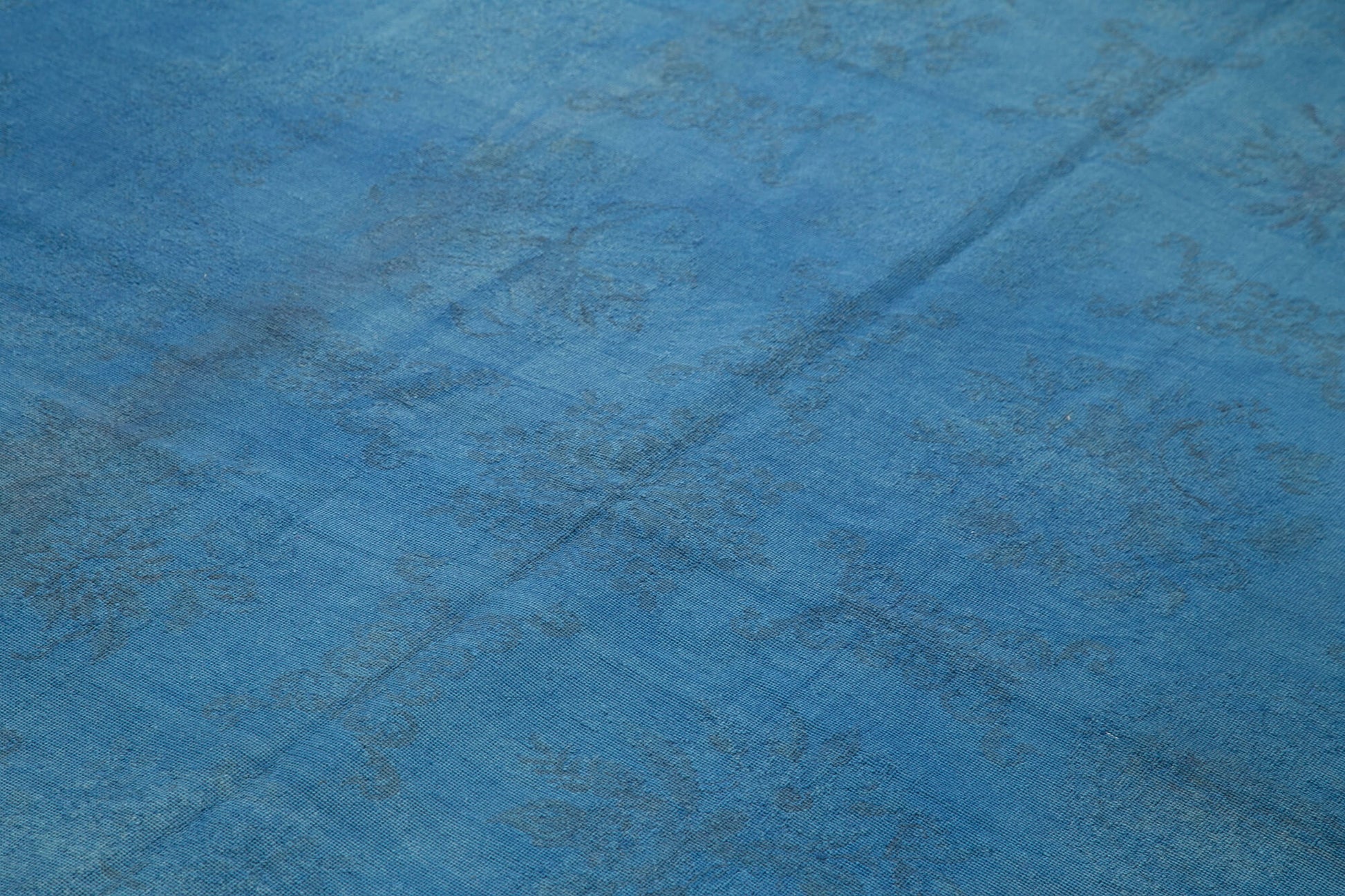 Needlepoint Mavi Çiçekli Pamuk Yün El Dokuma Halısı 193x267 Agacan