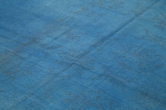 Needlepoint Mavi Çiçekli Pamuk Yün El Dokuma Halısı 193x267 Agacan