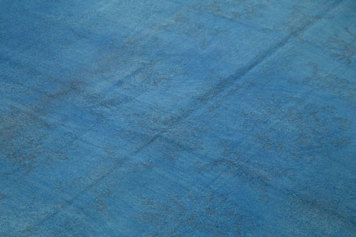 Needlepoint Mavi Çiçekli Pamuk Yün El Dokuma Halısı 193x267 Agacan