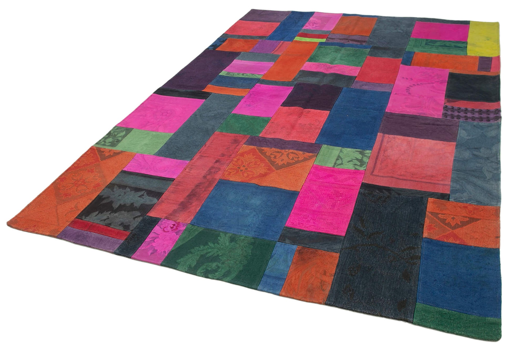 Needlepoint Beyaz Çiçekli Pamuk Yün El Dokuma Halısı 200x300 Agacan