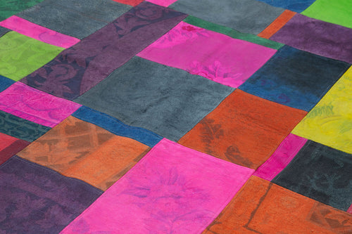 Needlepoint Beyaz Çiçekli Pamuk Yün El Dokuma Halısı 200x300 Agacan