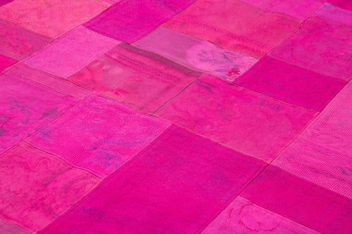 Needlepoint Pembe Çiçekli Pamuk Yün El Dokuma Halısı 202x301 Agacan