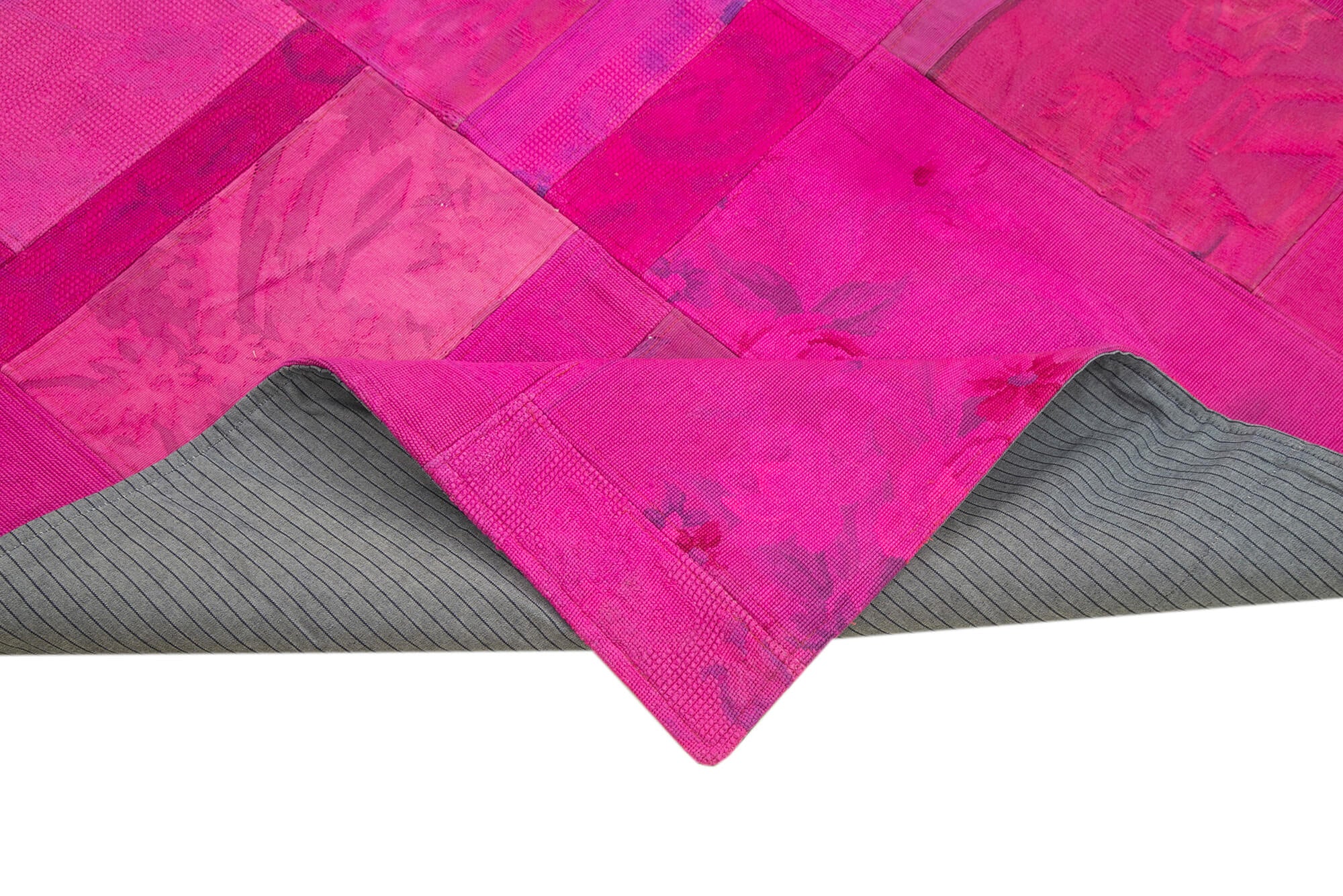 Needlepoint Pembe Çiçekli Pamuk Yün El Dokuma Halısı 202x301 Agacan