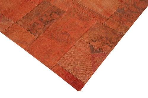 Needlepoint Turuncu Çiçekli Pamuk Yün El Dokuma Halısı 203x301 Agacan