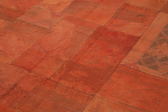 Needlepoint Turuncu Çiçekli Pamuk Yün El Dokuma Halısı 203x301 Agacan