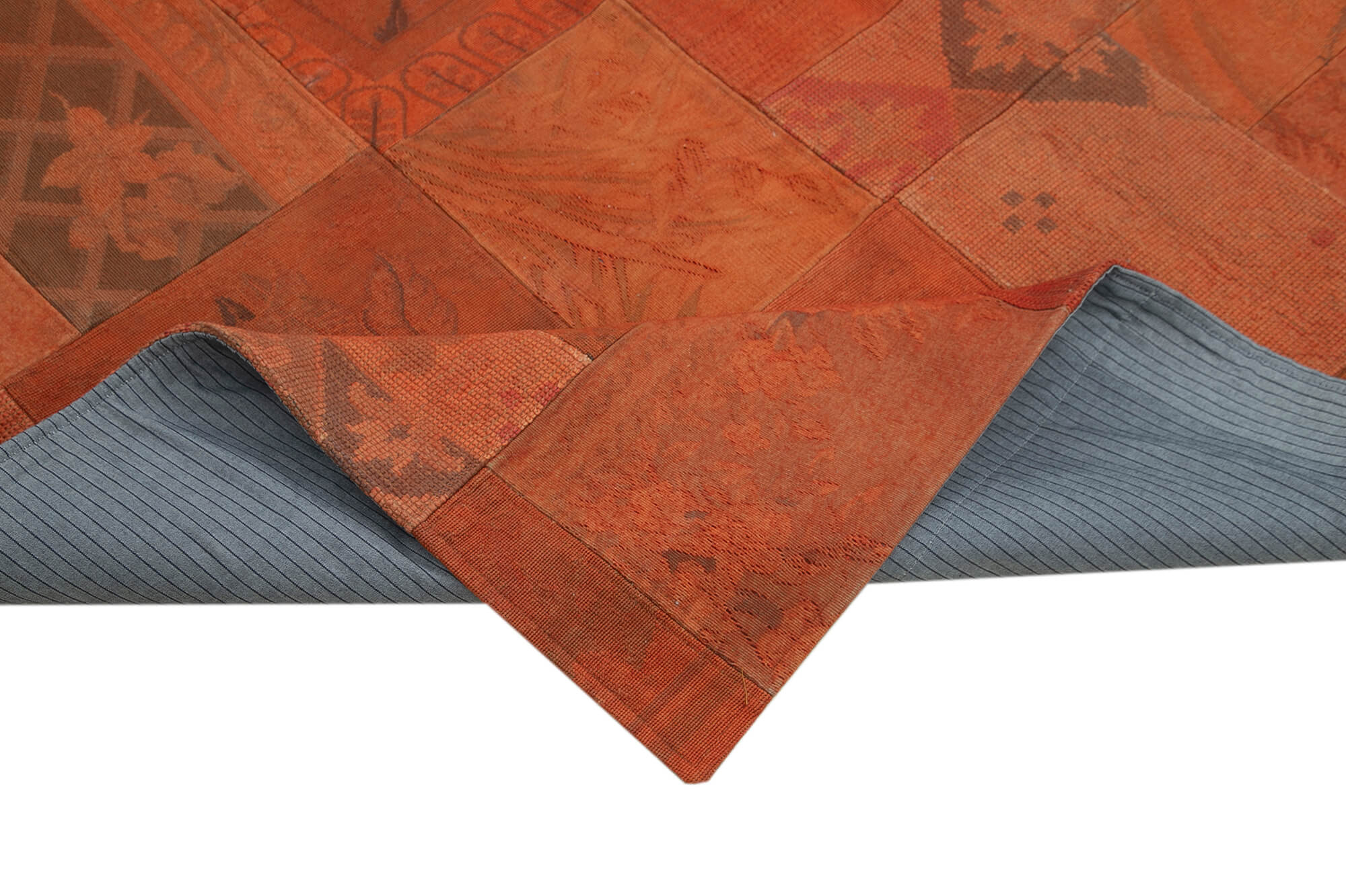 Needlepoint Turuncu Çiçekli Pamuk Yün El Dokuma Halısı 203x301 Agacan