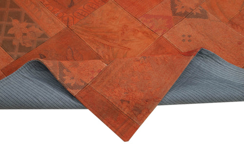 Needlepoint Turuncu Çiçekli Pamuk Yün El Dokuma Halısı 203x301 Agacan