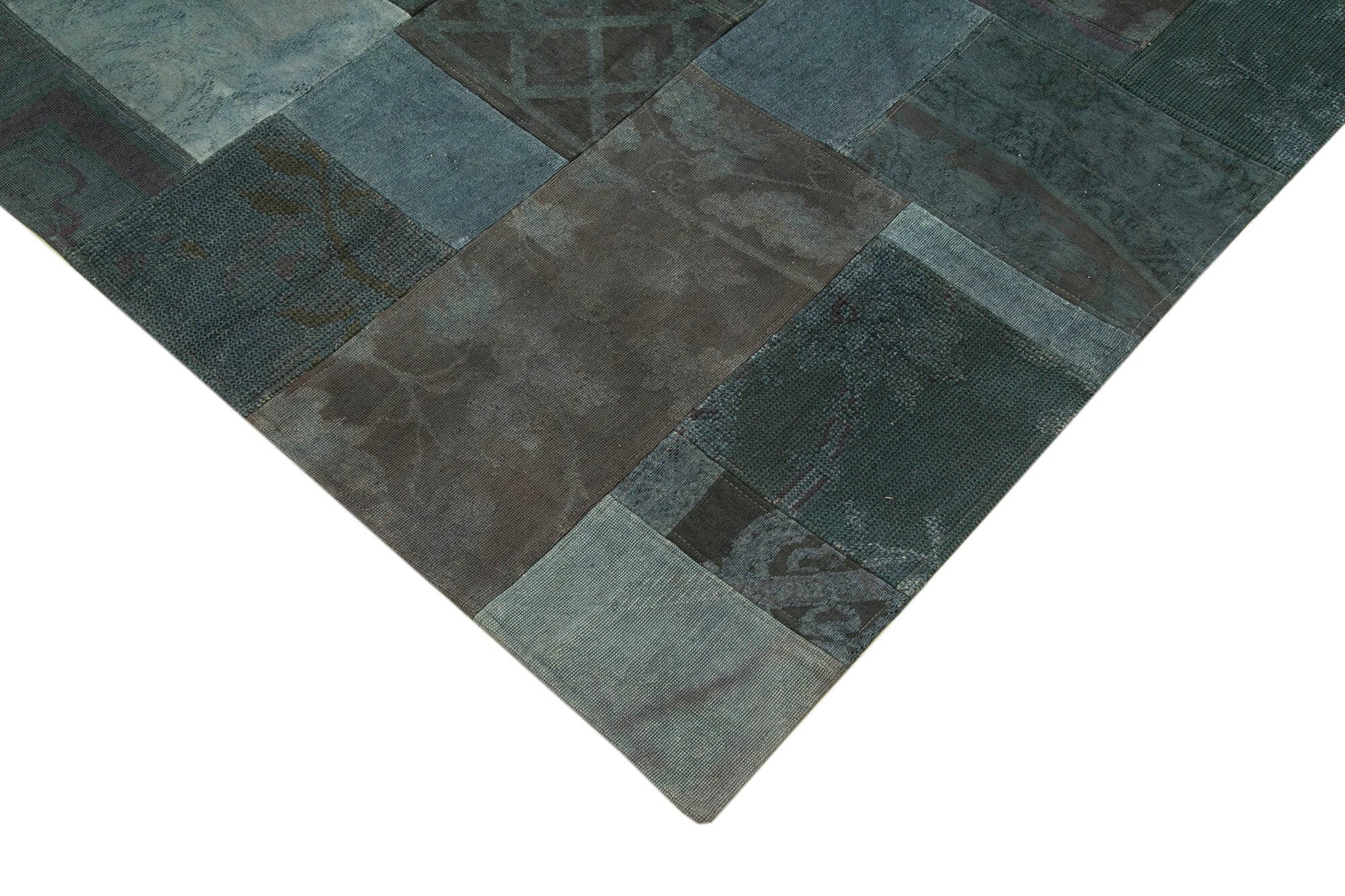 Needlepoint Gri Çiçekli Pamuk Yün El Dokuma Halısı 202x301 Agacan