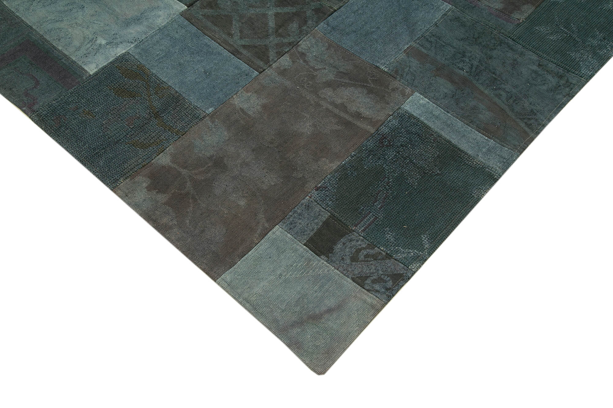 Needlepoint Gri Çiçekli Pamuk Yün El Dokuma Halısı 202x301 Agacan