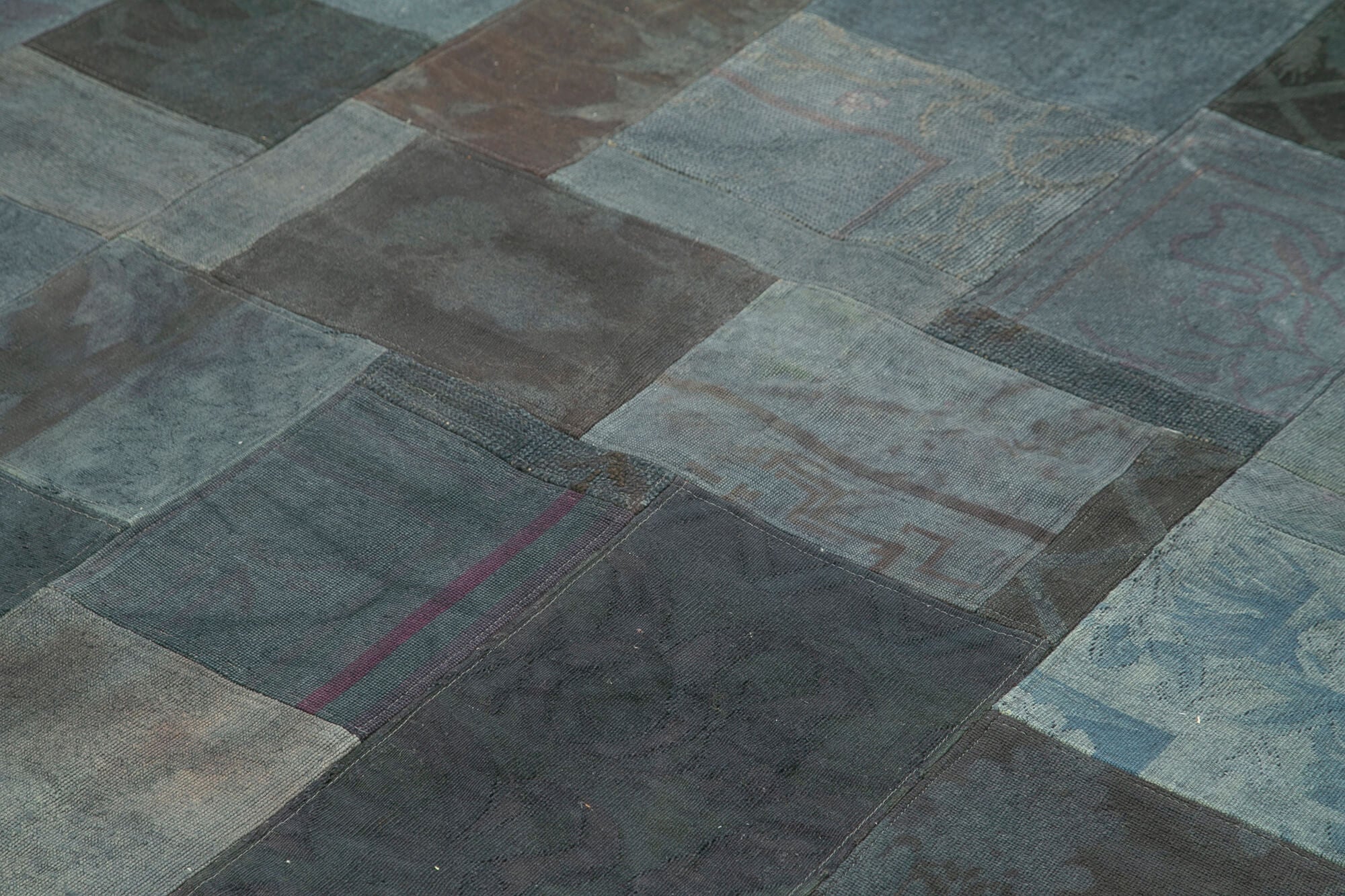 Needlepoint Gri Çiçekli Pamuk Yün El Dokuma Halısı 202x301 Agacan