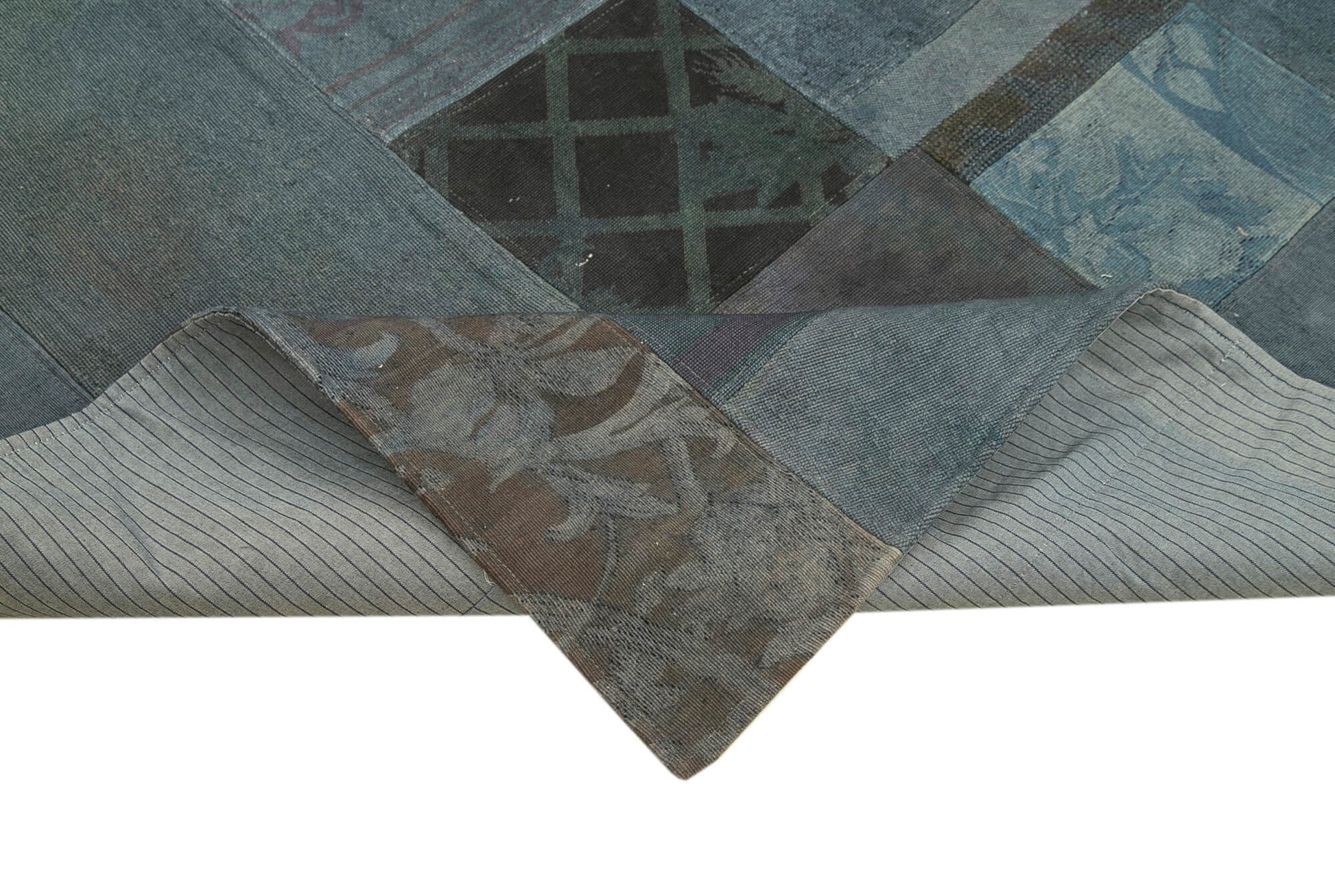 Needlepoint Gri Çiçekli Pamuk Yün El Dokuma Halısı 202x301 Agacan