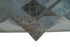 Needlepoint Gri Çiçekli Pamuk Yün El Dokuma Halısı 202x301 Agacan