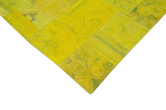 Needlepoint Sarı Çiçekli Pamuk Yün El Dokuma Halısı 201x301 Agacan