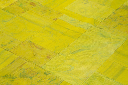 Needlepoint Sarı Çiçekli Pamuk Yün El Dokuma Halısı 201x301 Agacan