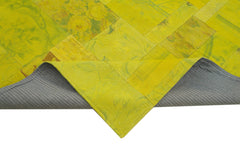 Needlepoint Sarı Çiçekli Pamuk Yün El Dokuma Halısı 201x301 Agacan