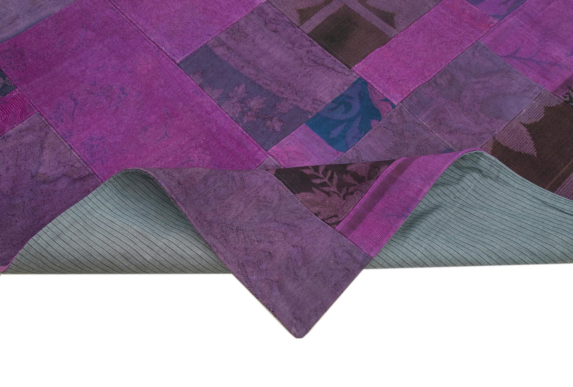 Needlepoint Mor Çiçekli Pamuk Yün El Dokuma Halısı 202x301 Agacan