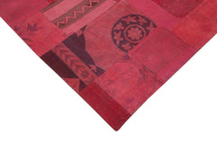 Needlepoint Kırmızı Çiçekli Pamuk Yün El Dokuma Halısı 202x300 Agacan