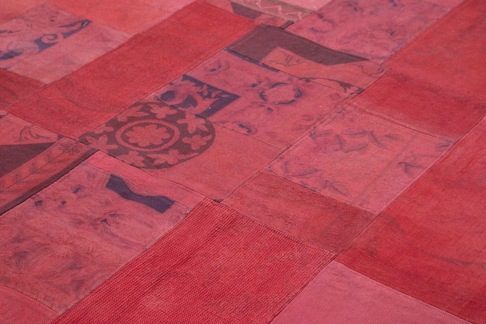 Needlepoint Kırmızı Çiçekli Pamuk Yün El Dokuma Halısı 202x300 Agacan