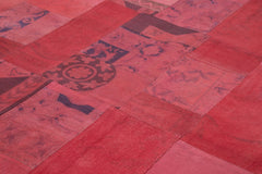 Needlepoint Kırmızı Çiçekli Pamuk Yün El Dokuma Halısı 202x300 Agacan