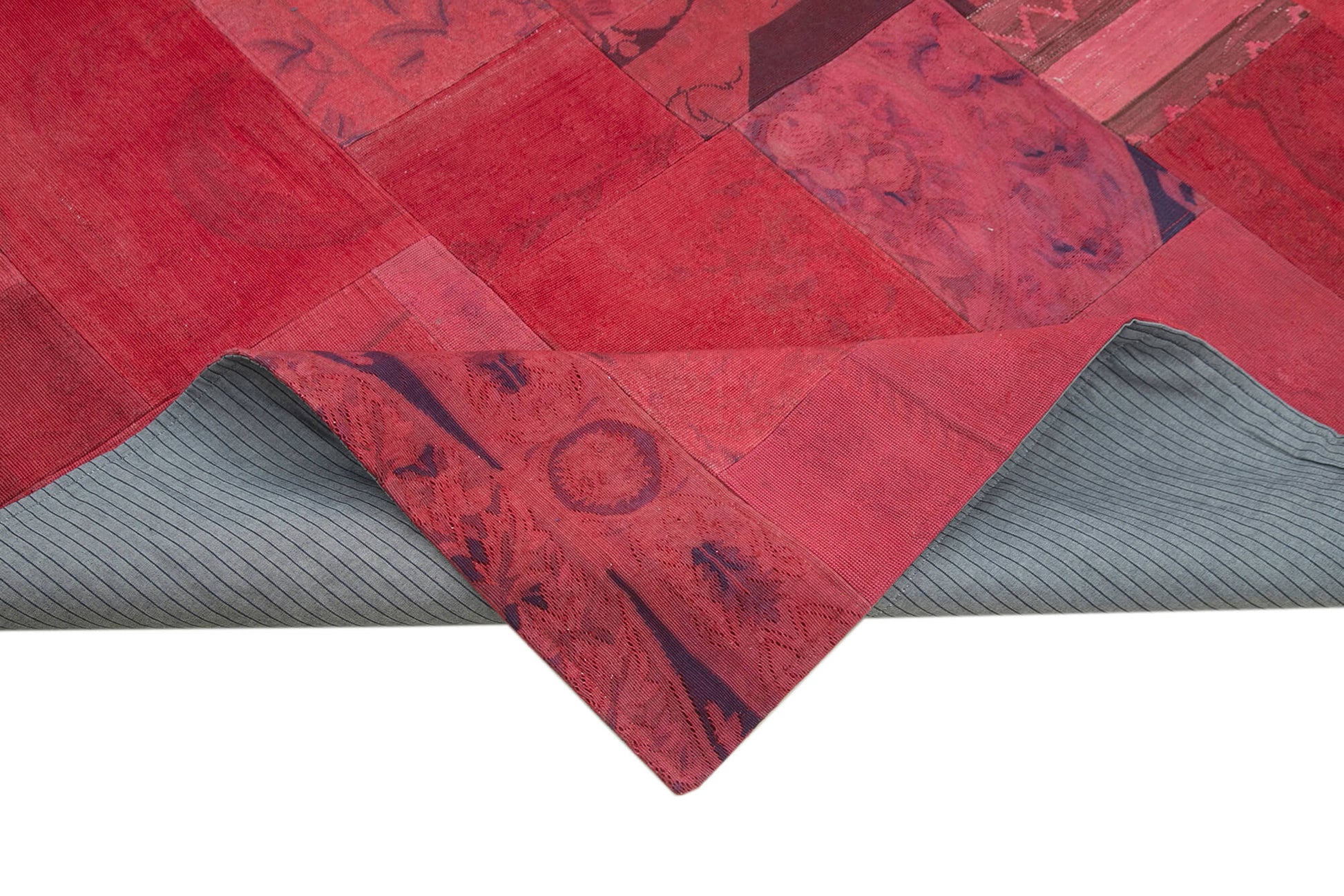 Needlepoint Kırmızı Çiçekli Pamuk Yün El Dokuma Halısı 202x300 Agacan