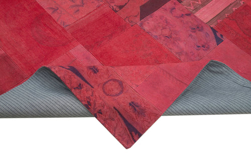 Needlepoint Kırmızı Çiçekli Pamuk Yün El Dokuma Halısı 202x300 Agacan