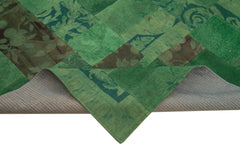 Needlepoint Yeşil Çiçekli Pamuk Yün El Dokuma Halısı 201x303 Agacan