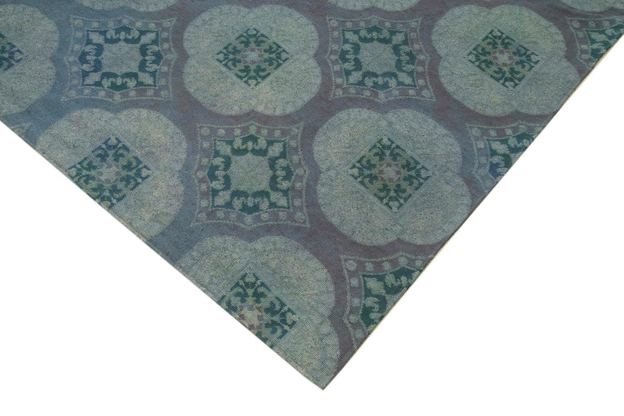 Blauer und Grüner Teppich Geometrisch 206x275 cm – im Wohnzimmer