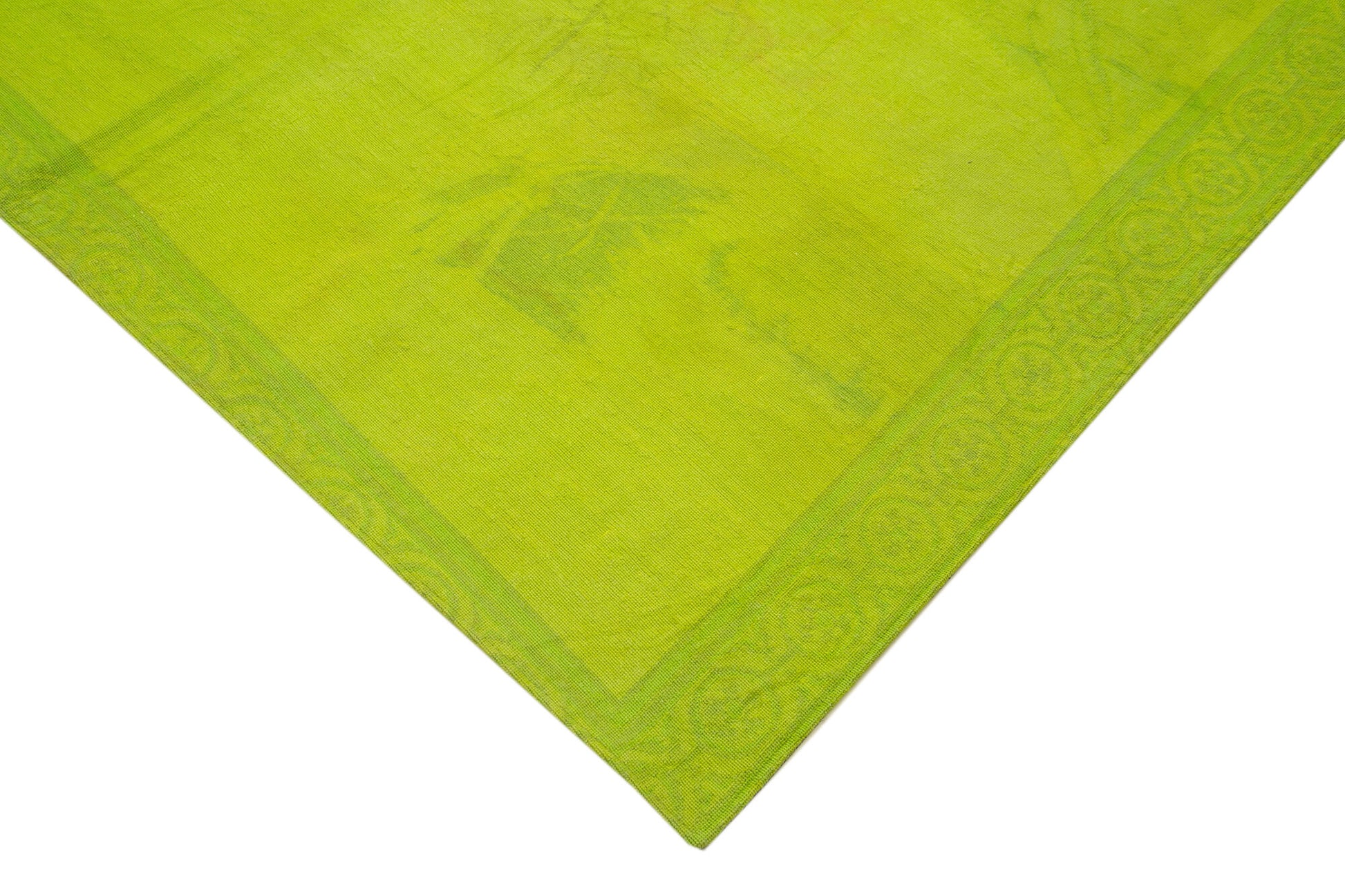 Needlepoint Yeşil Çiçekli Pamuk Yün El Dokuma Halısı 196x261 Agacan