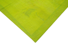 Needlepoint Yeşil Çiçekli Pamuk Yün El Dokuma Halısı 196x261 Agacan