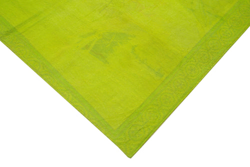 Needlepoint Yeşil Çiçekli Pamuk Yün El Dokuma Halısı 196x261 Agacan