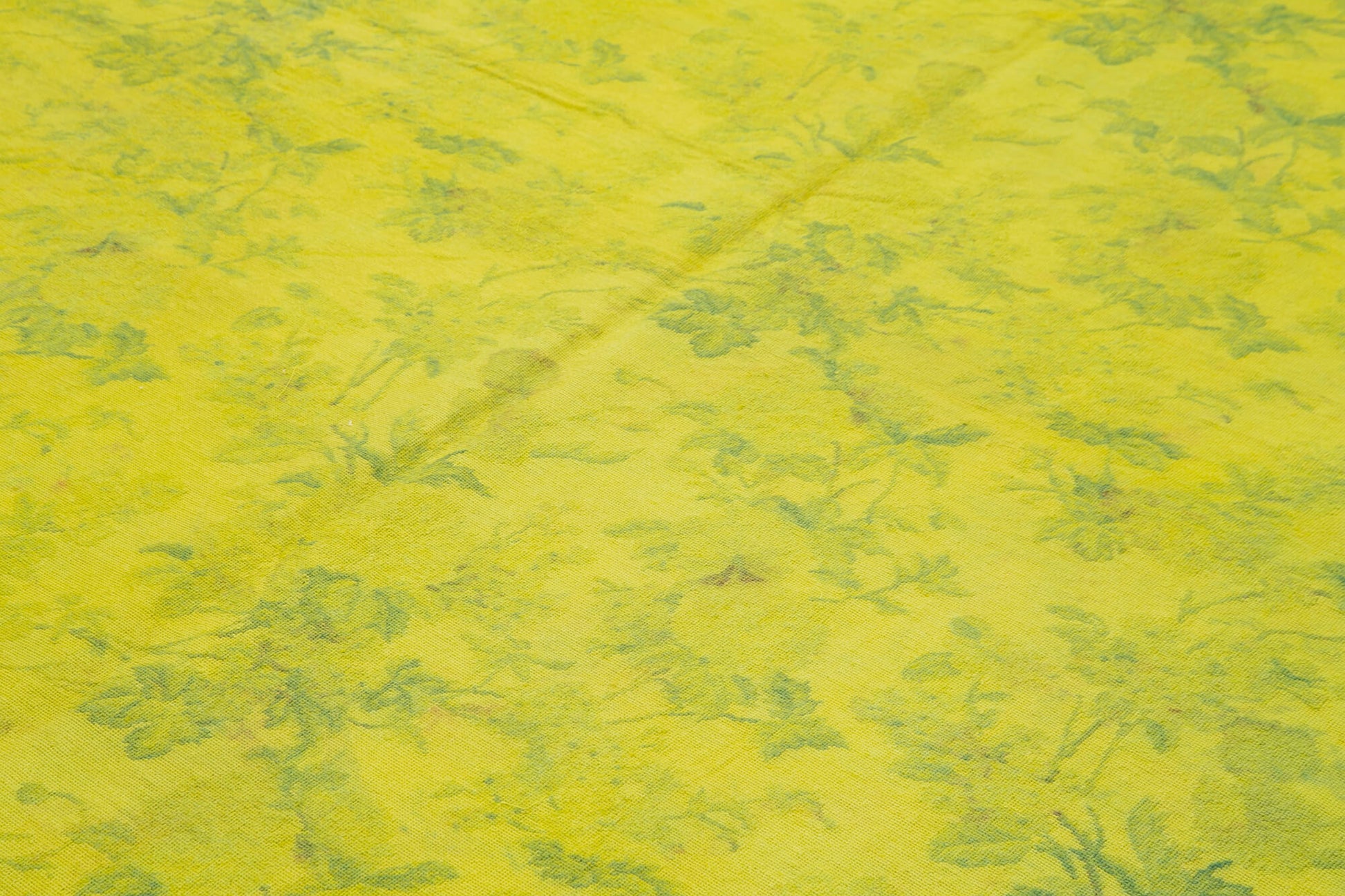 Needlepoint Sarı Çiçekli Pamuk Yün El Dokuma Halısı 227x267 Agacan