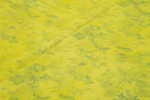 Needlepoint Sarı Çiçekli Pamuk Yün El Dokuma Halısı 227x267 Agacan