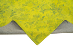 Needlepoint Sarı Çiçekli Pamuk Yün El Dokuma Halısı 227x267 Agacan