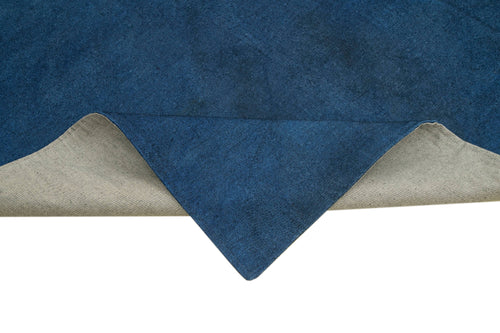 Needlepoint Mavi Çiçekli Pamuk Yün El Dokuma Halısı 221x267 Agacan