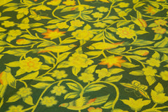 Needlepoint Sarı Çiçekli Pamuk Yün El Dokuma Halısı 211x273 Agacan