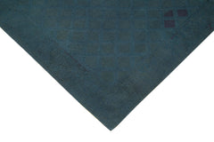 Needlepoint Mavi Çiçekli Pamuk Yün El Dokuma Halısı 215x270 Agacan