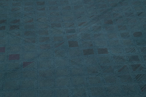 Needlepoint Mavi Çiçekli Pamuk Yün El Dokuma Halısı 215x270 Agacan