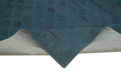 Needlepoint Mavi Çiçekli Pamuk Yün El Dokuma Halısı 215x270 Agacan